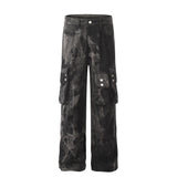 Men's Denim Cargo Pants Wide-leg Trousers