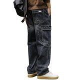 Loose-fitting Plus-size Autumnwinter Wide-leg Cargo Pants With Multiple Pockets