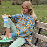 Vintage Stripe Knitwear Top Women's Long-sleeved Vintage Sweater