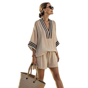 Casual And Versatile V-neck Elegant And Fashionable Women's Clothing