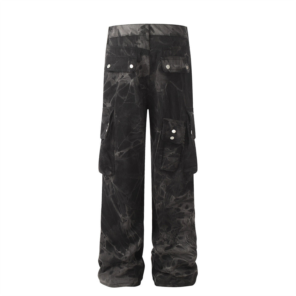 Men's Denim Cargo Pants Wide-leg Trousers