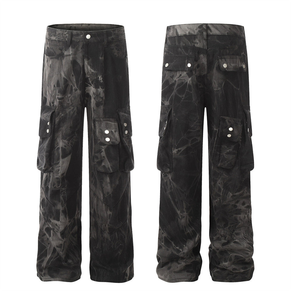 Men's Denim Cargo Pants Wide-leg Trousers
