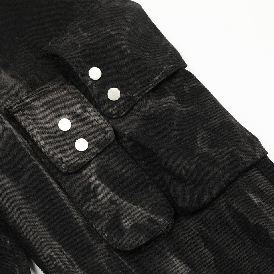 Men's Denim Cargo Pants Wide-leg Trousers