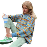 Vintage Stripe Knitwear Top Women's Long-sleeved Vintage Sweater